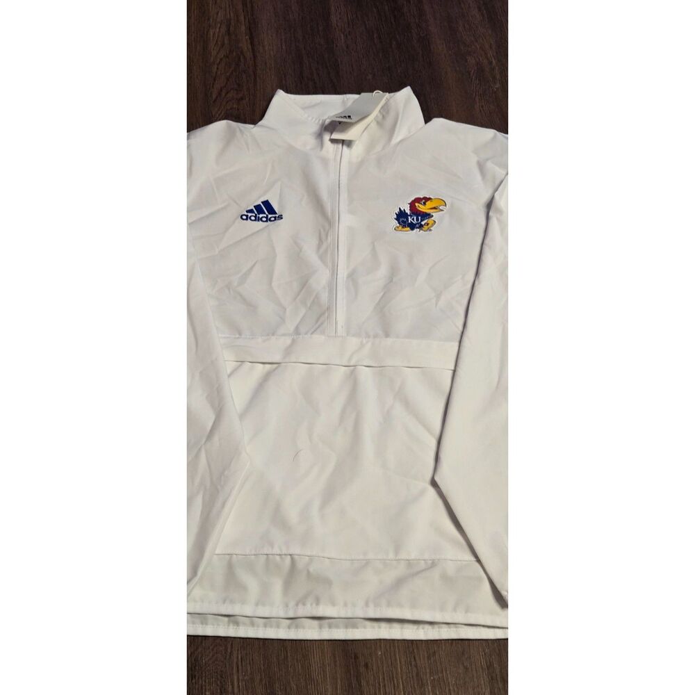 Kansas Jayhawks Adidas Quarter Zip Woven White Jacket brand new size Medium